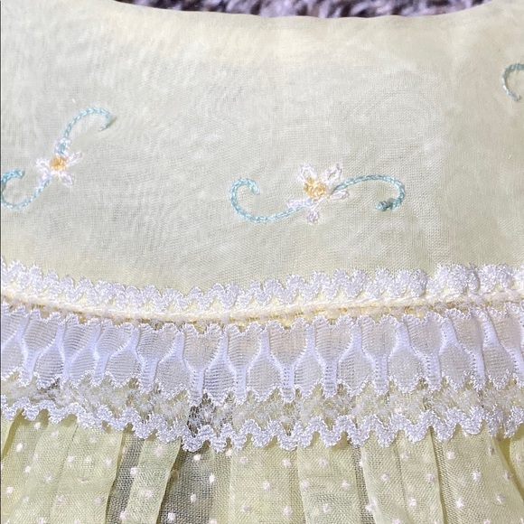 VNTG Nannette Sheer Yellow Casual Dress with Swiss Dot - Picture 4 of 6